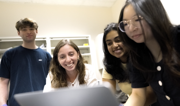 Professor Whitney Fowler and students in her lab